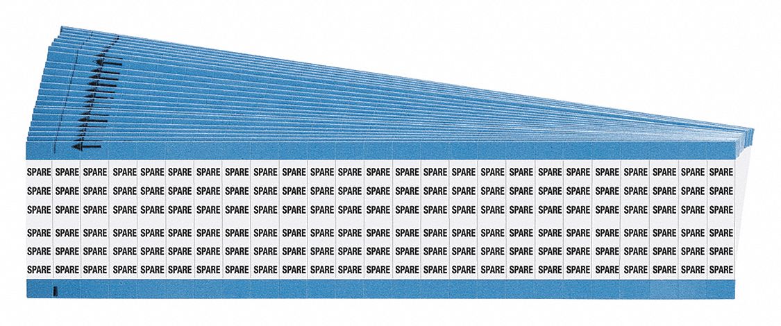 Wire Markers, Legend SPARE, Blk/Wht, PK25