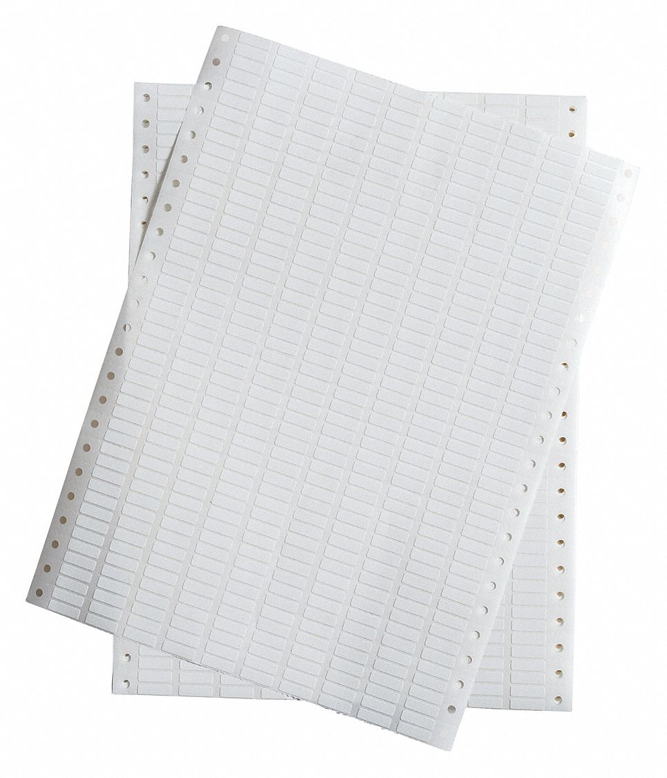 Precut Label Sheet: 3/16 in x 5/8 in, Rubber, 10, 000 Labels