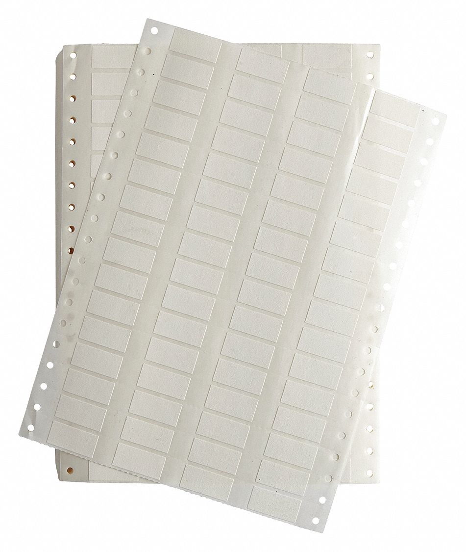 Precut Label Sheet: 1/2 in x 1 1/8 in, Rubber, 10, 000 Labels