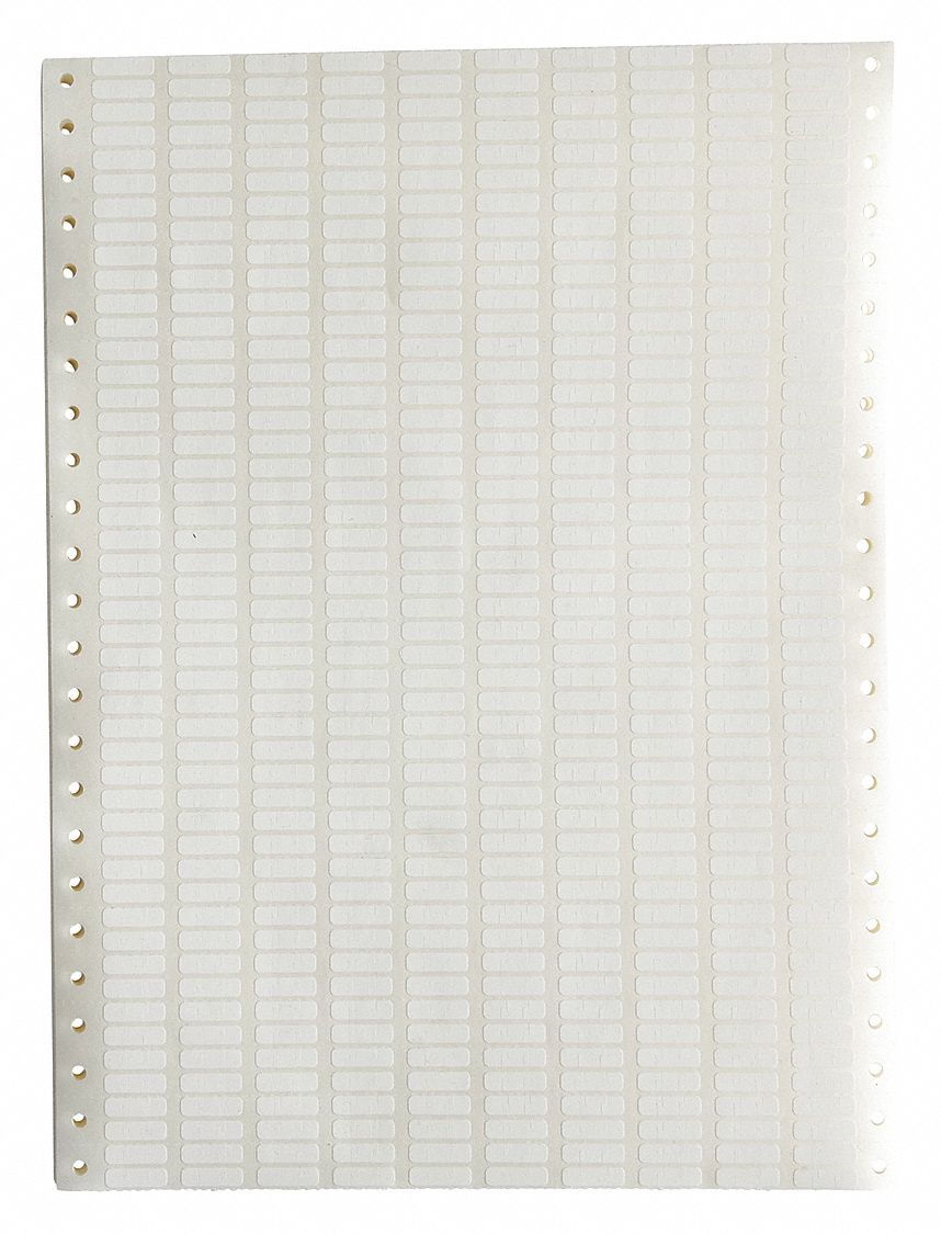 Precut Label Sheet: 3/16 in x 5/8 in, Acrylic, 10, 000 Labels