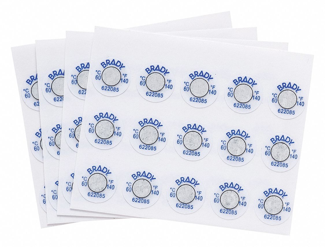Temp-IndicatingLabels, 0.25 dia., PK60