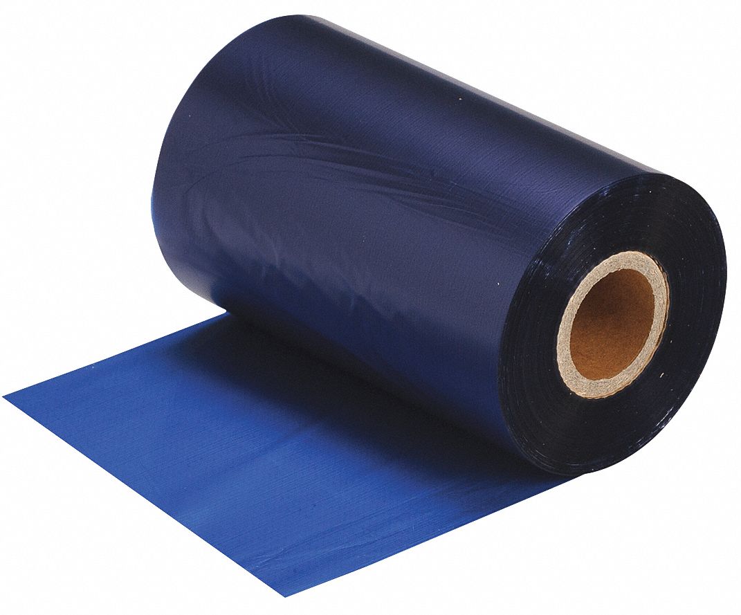 Single-Color Printer Ribbon: 4 21/64 in x 984 ft, Blue, Wax/Resin, R4500