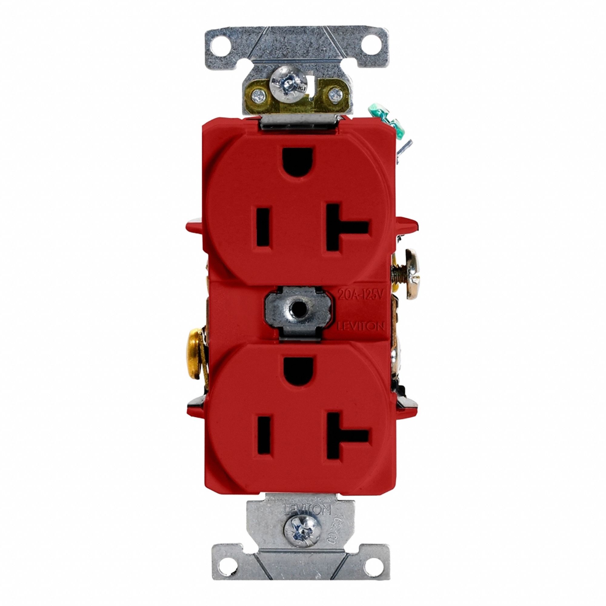 Duplex Receptacle Outlet: Duplex, 5-20R, 125V AC, 20 A, Red, 2 Pole / 3 Wire