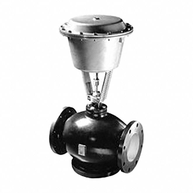 Hydronic Globe Valve: 2-Way, 160 CV Flow, 4 in, Cast Iron Body, NC, Actuator Included, Straight-Thru