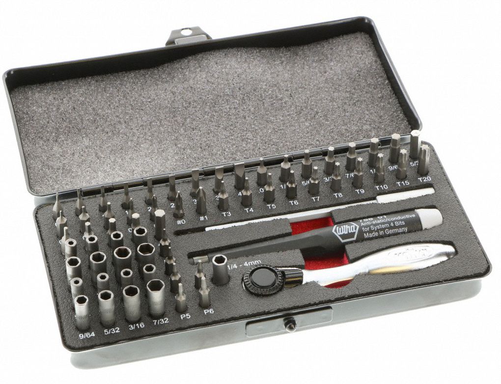 WIHA TOOLS Ratchet MultiBit Screwdriver Set 62 Tips, 6 3/4 in Overall