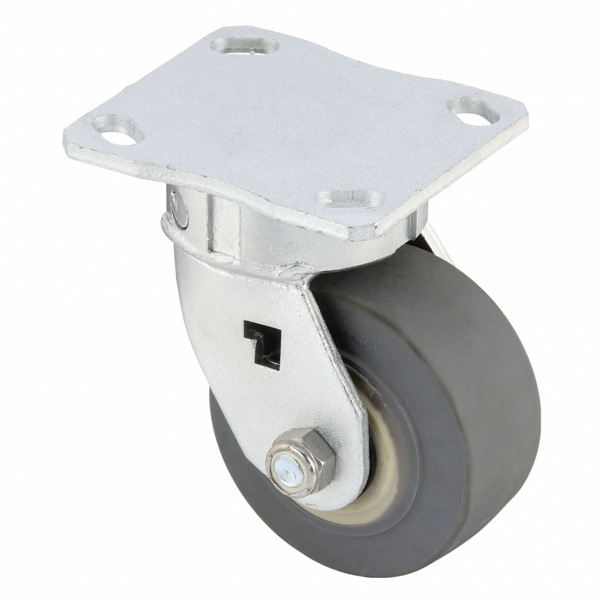 KINGPINLESS PLATE CASTER, 4 IN WHEEL DIAMETER, 300 LB, 5⅝ IN MOUNTING H, FIRM