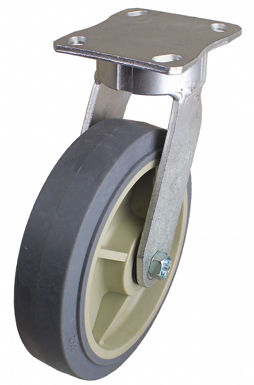 KINGPINLESS PLATE CASTER, 8 IN WHEEL DIAMETER, 600 LB, 10⅛ IN MOUNTING H, FIRM