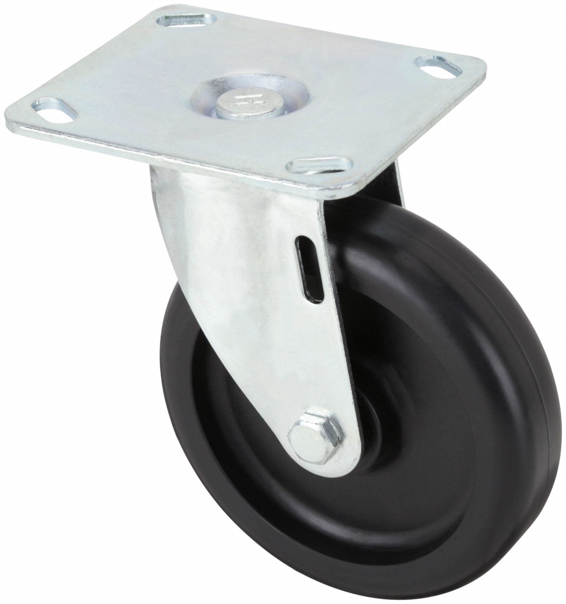 STANDARD PLATE CASTER, 5 IN WHEEL DIA, 300 LB, 6 3/16 IN MOUNTING H, SWIVEL CASTER