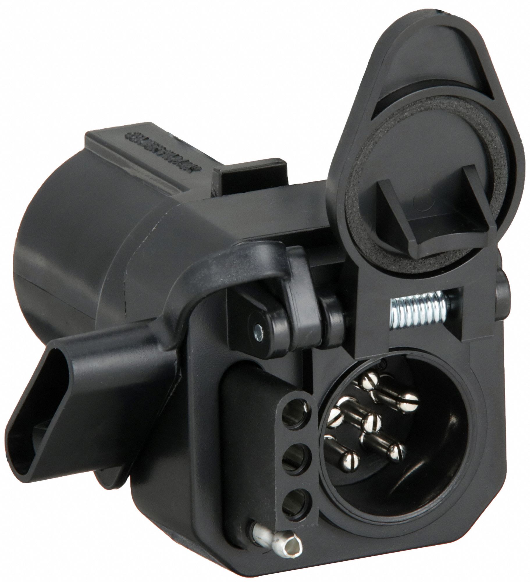 Trailer Adapter: 7-Way Blade, 4-Way Flat/6-Way Pin, Plastic, 6 7/8 in Ht