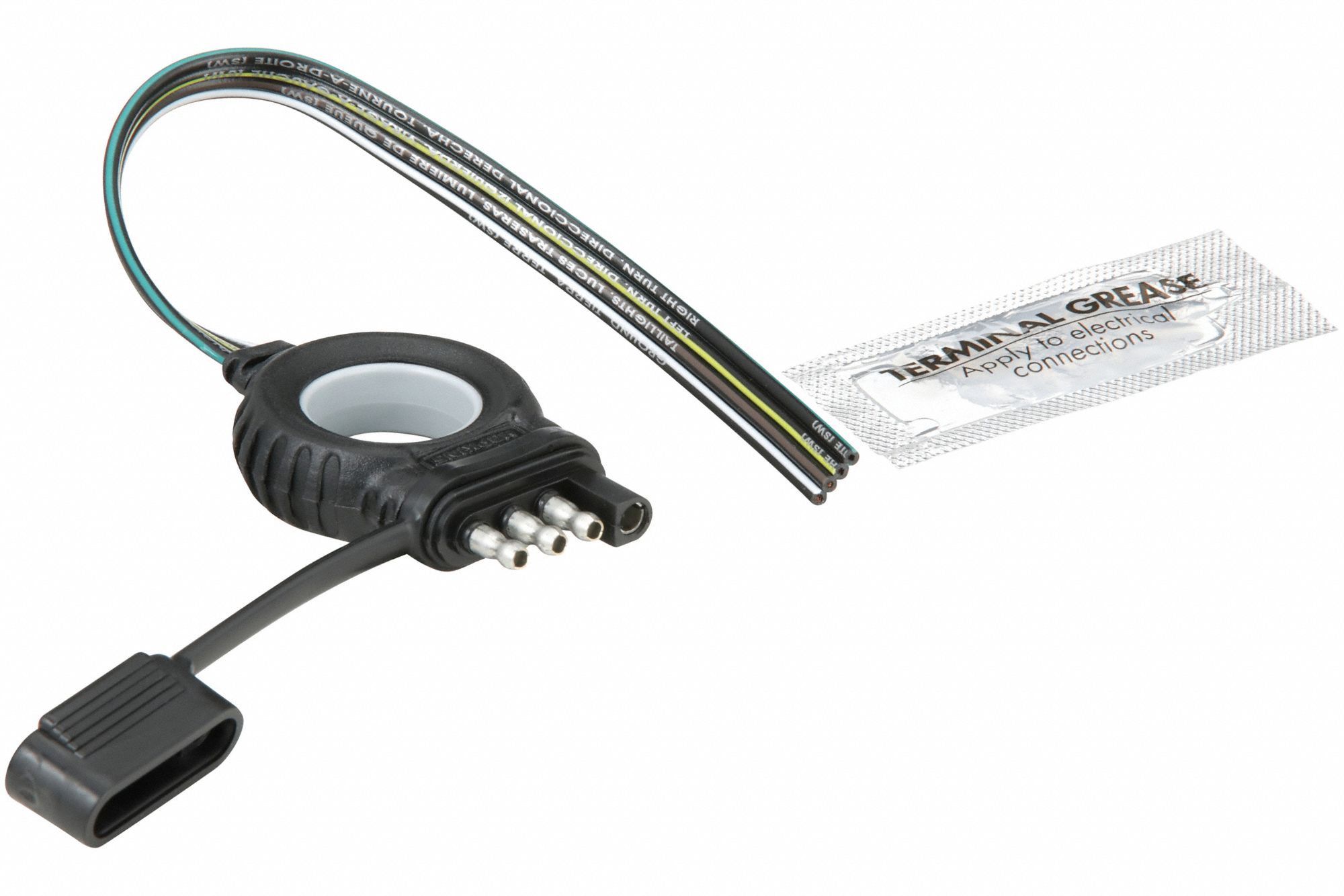 Flat Electric Connector: 4-Way, PVC, 16 ga Wire Gauge, Dust Cover/Grease