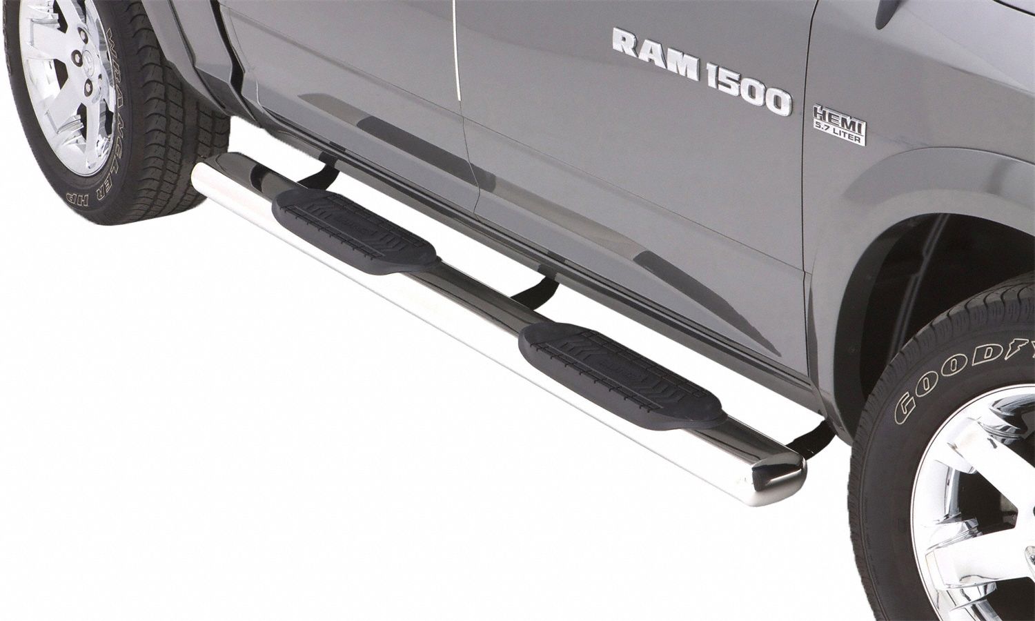 Nerf Bars: Oval, 87 in Overall Lg, 6 in Overall Wd, 6 in Overall Ht, Chrome, Polymer Filled Aluminum