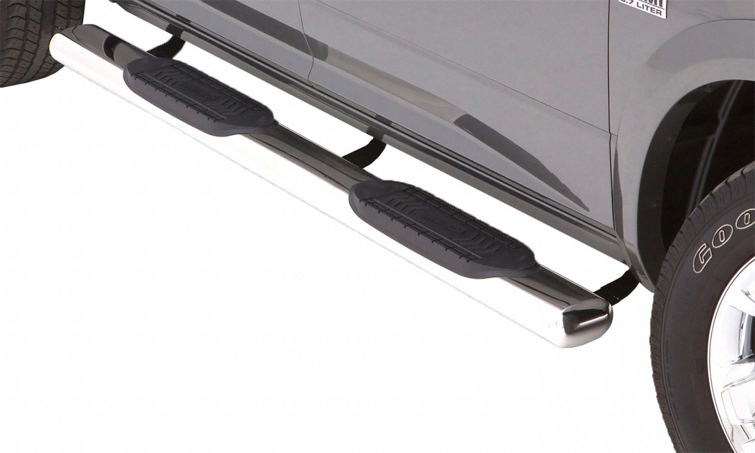 Nerf Bars: Oval, 87 in Overall Lg, 6 in Overall Wd, 6 in Overall Ht, Chrome, Polymer Filled Aluminum