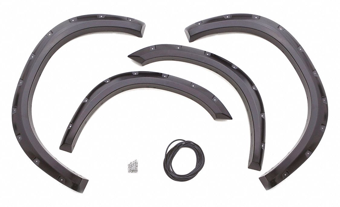 Fender Flares: Fender Flares, Rivet, ABS, 2002 to 2009 Dodge Ram 1500, 2500, 3500, Textured, 3 in Wd