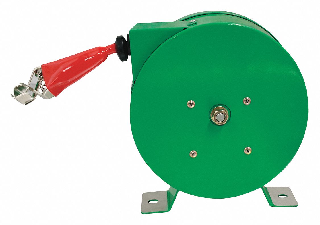 SPEEDAIRE 20 ft Retractable Grounding Wire Reel, Green, Cable Coated