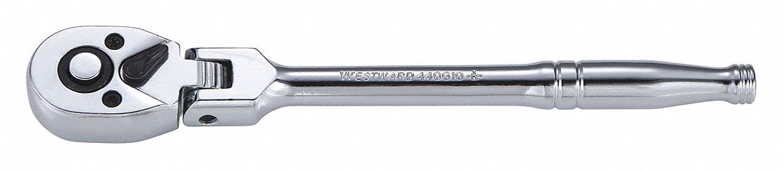 HAND RATCHET, 7 1/4 IN, CHROME, 1/4 IN
