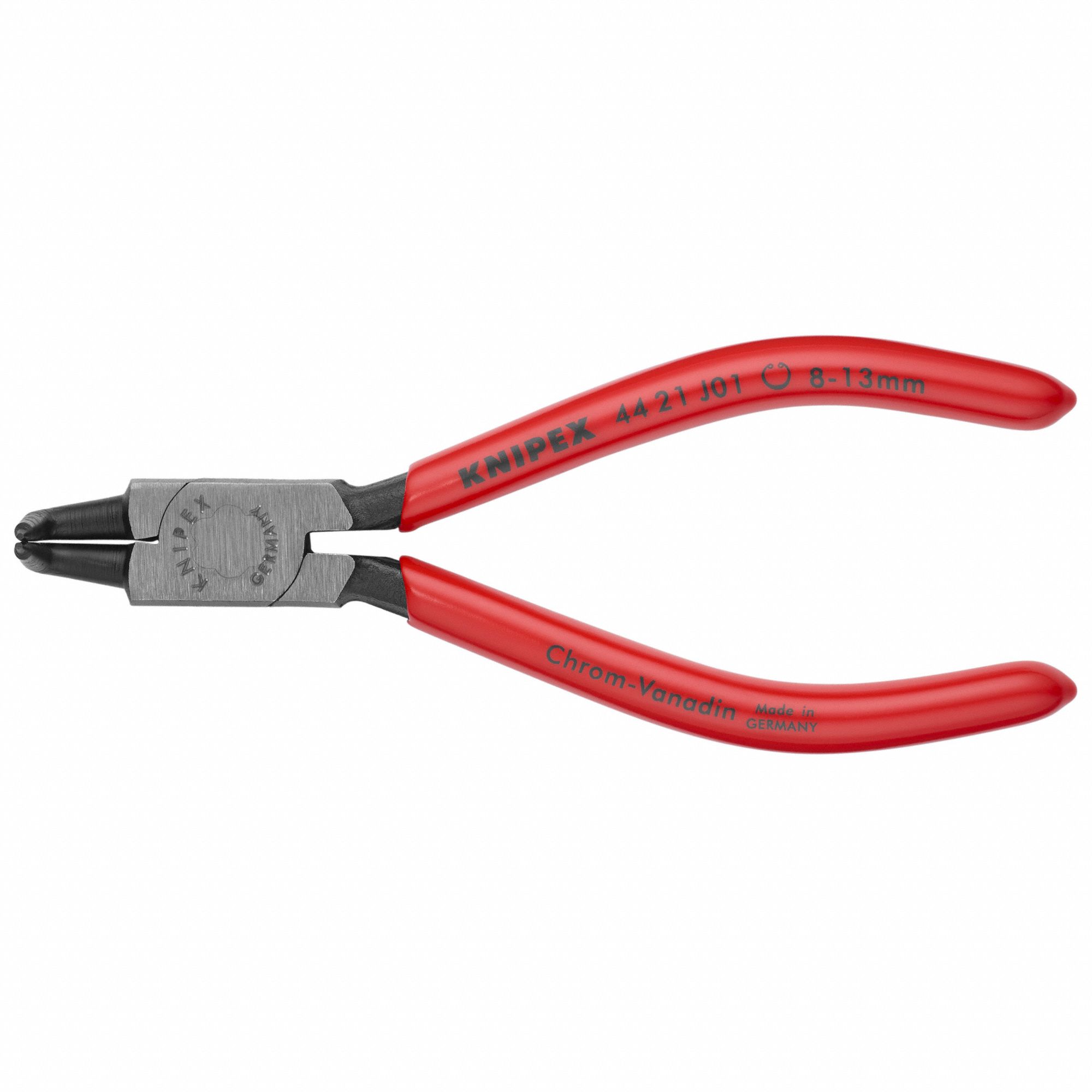 Retaining Ring Plier: Internal, For 8 mm to 13 mm Bore Dia, 0.035 in Tip Dia, 5 1/8 in Overall Lg