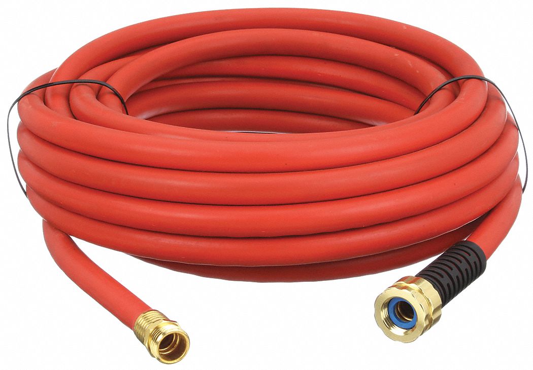 WATER HOSE, RUBBER, ⅝ IN INSIDE DIAMETER, 50 FT LENGTH, FGHT X MGHT, RED