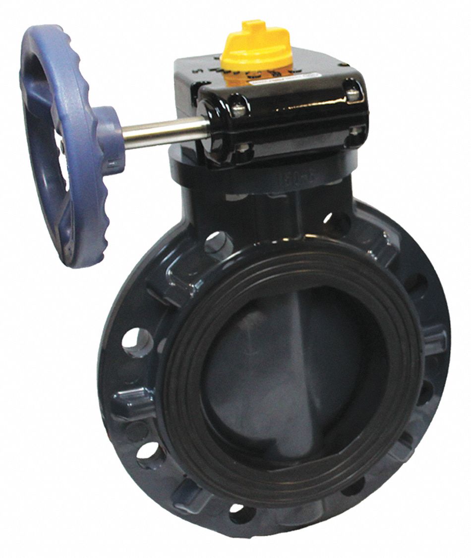 ASAHI Wafer-Style Butterfly Valve, PVC, 150 psi, 3 in Pipe Size