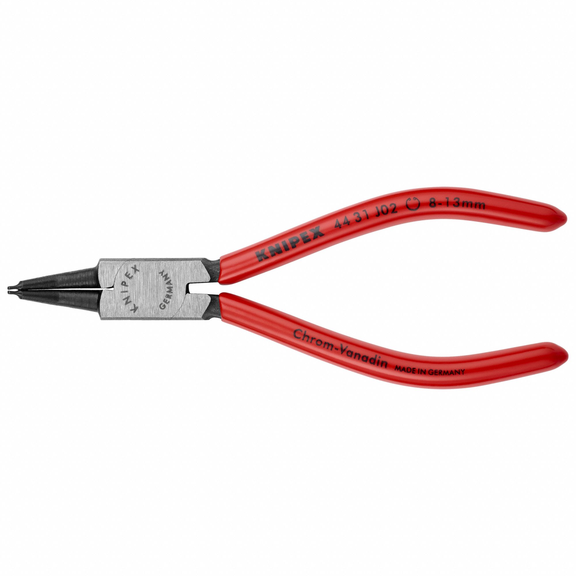 Retaining Ring Plier: Internal, For 8 mm to 13 mm Bore Dia, 0.035 in Tip Dia, 5 1/2 in Overall Lg
