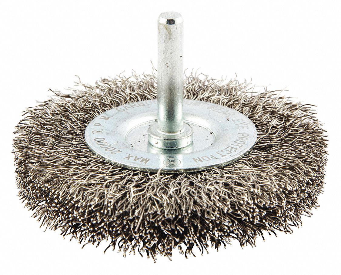 3 in Brush Dia., No Arbor Arbor Hole, Wire Wheel Brush - 443M06