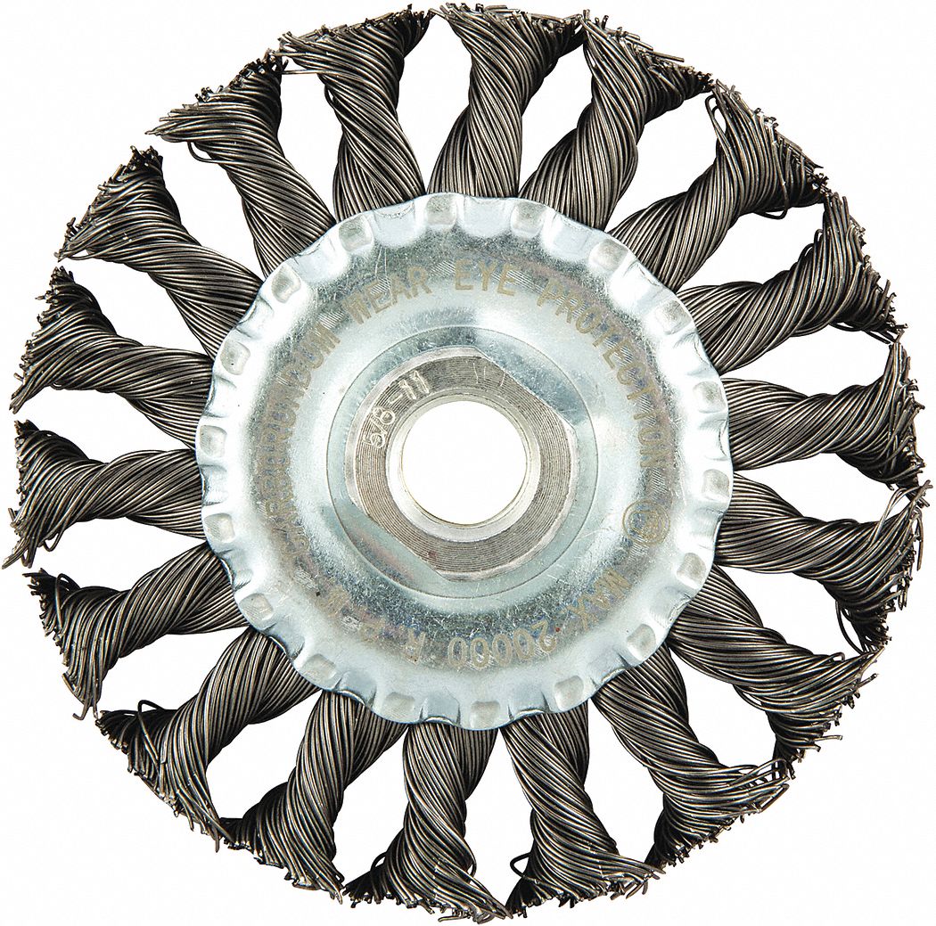 GRAINGER APPROVED 4 in Twisted Wire Wheel Brush, Arbor Hole Mounting, 0
