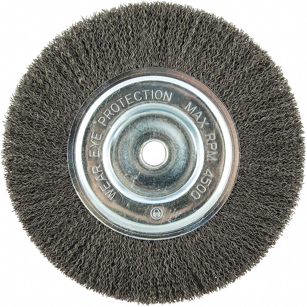 Crimped Steel, 8 in Dia x 1/2 in Wd, Wire Wheel Brush - 443M40