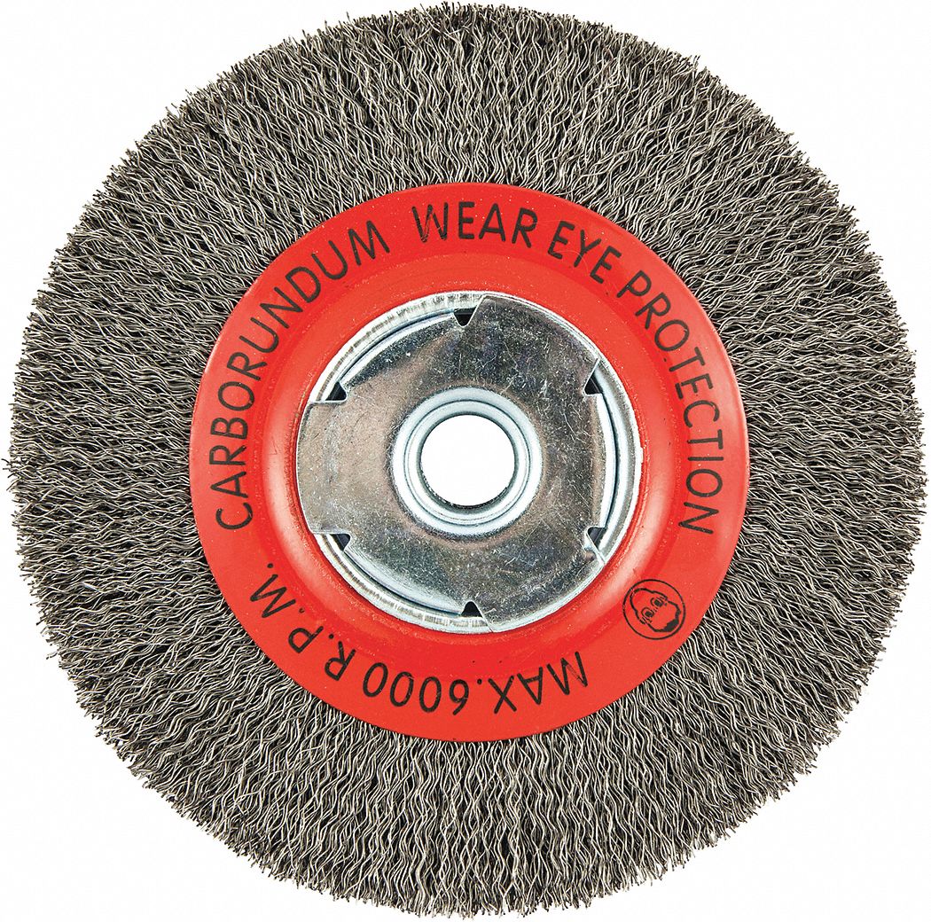 GRAINGER APPROVED 6 in Crimped Wire Wheel Brush, Arbor Hole Mounting, 0
