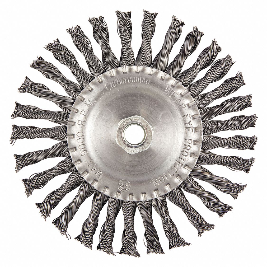 WIRE WHEEL, TWISTED STEEL, 7 IN DIAMETER X ½ IN W, 5/8