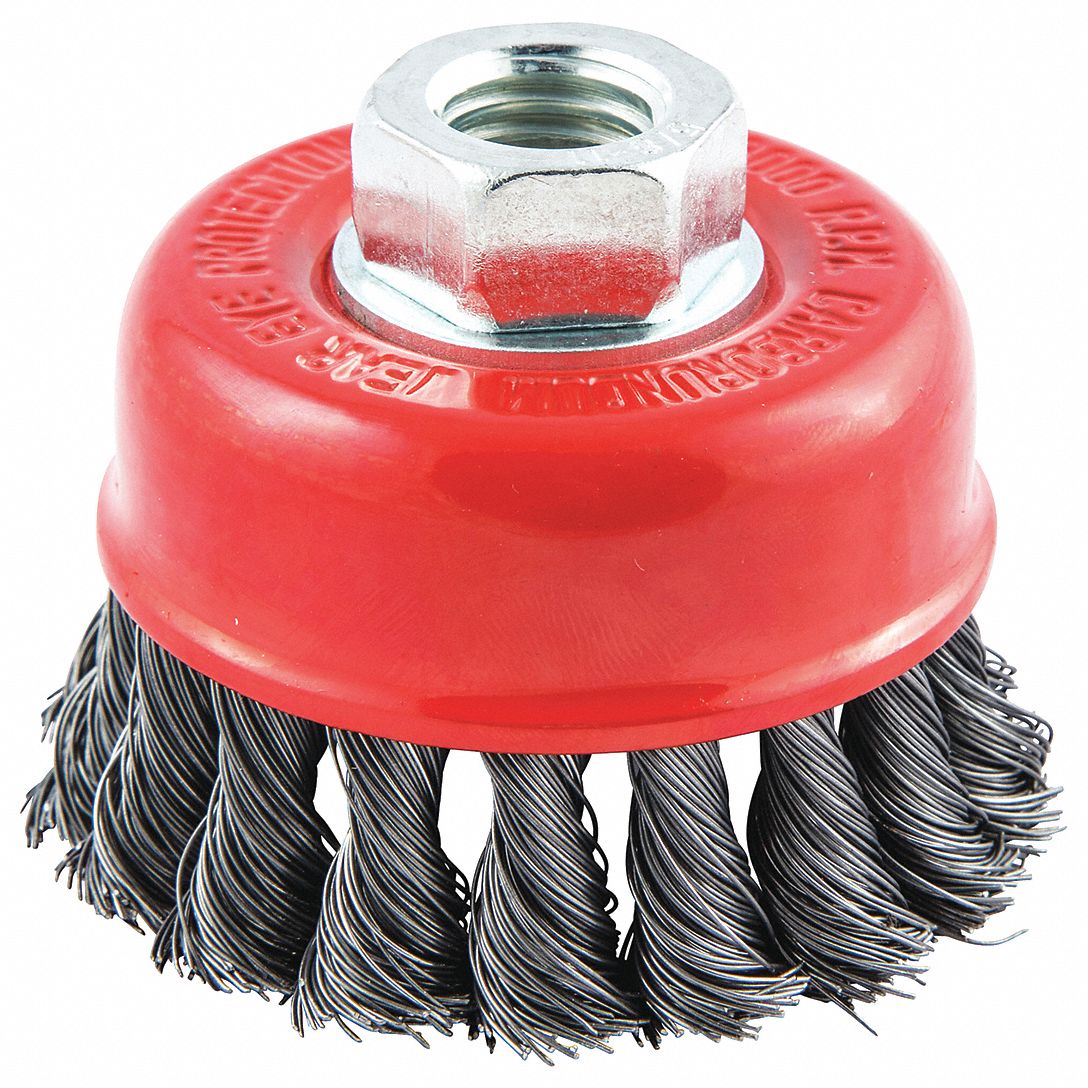 Cup Brush, Wire 0.014" dia., Carbon Steel