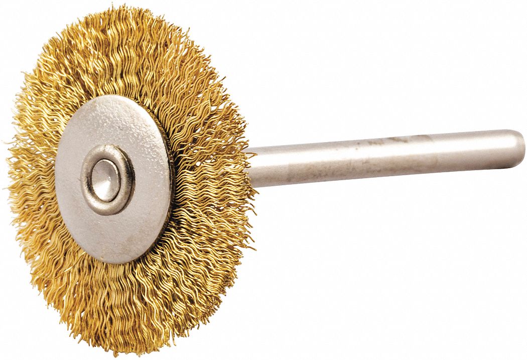 GRAINGER APPROVED 1 in Crimped Wire Cup Brush, Shank Mounting, 0.005 in