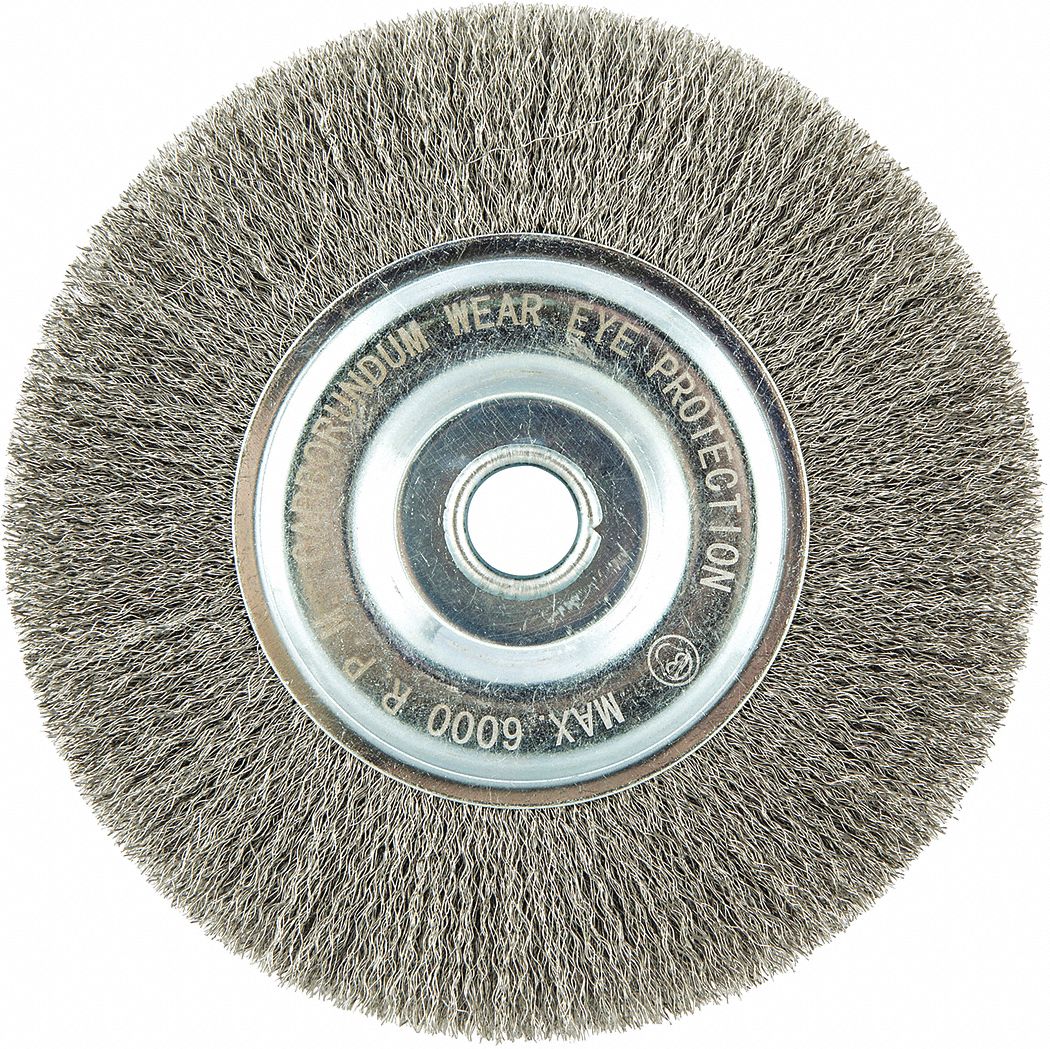 GRAINGER APPROVED 6 in Crimped Wire Wheel Brush, Arbor Hole Mounting, 0