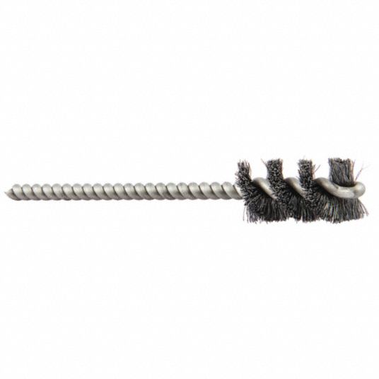 Steel Bristle, 0.5 in Brush Dia, Single Spiral Tube Brush 443N87