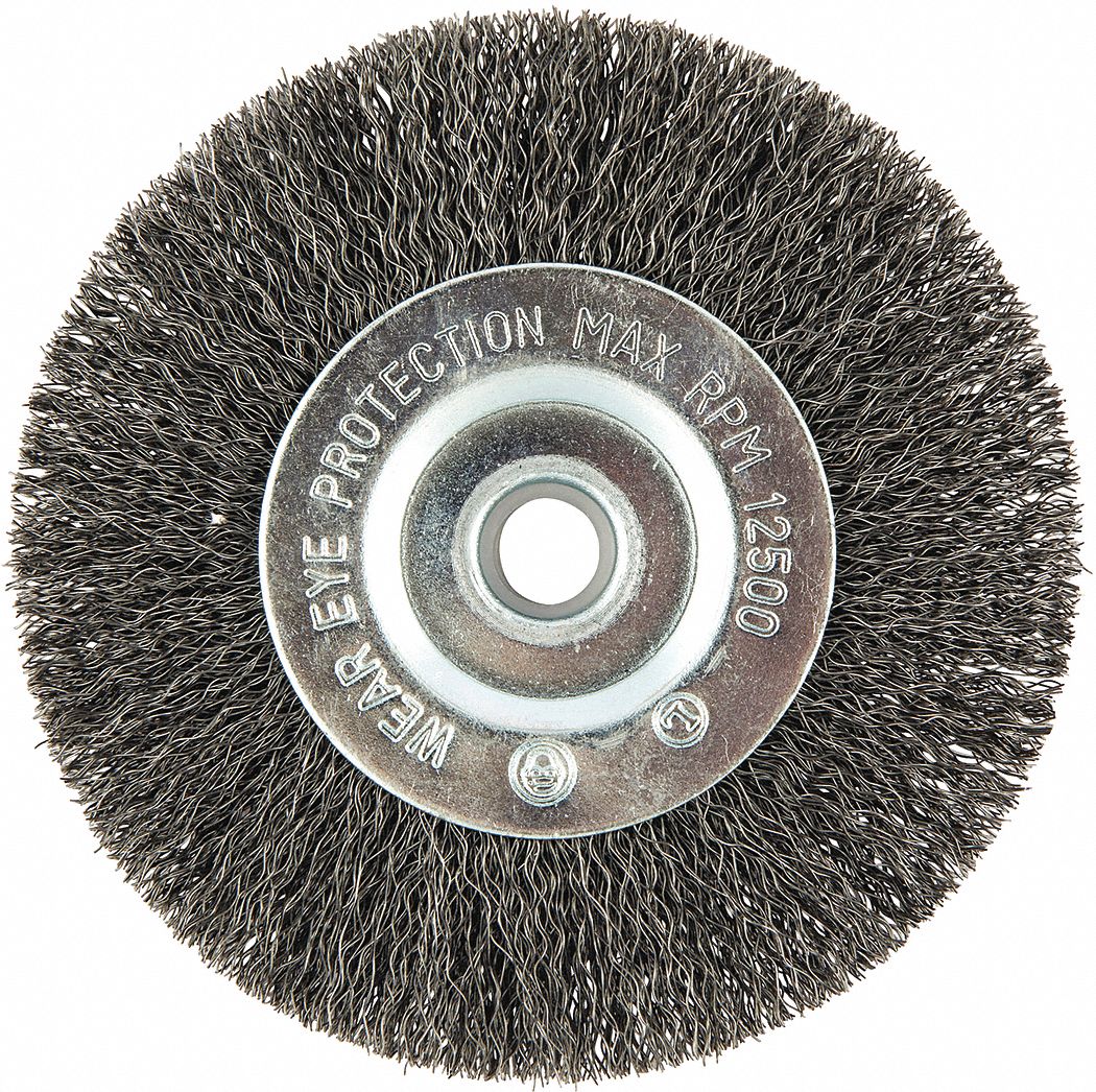 Crimped Steel, 4 in Dia x 1/2 in Wd, Wire Wheel Brush - 443P16 ...