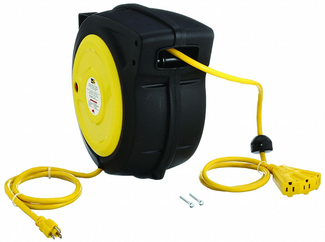 LUMAPRO 25 ft. Indoor General Purpose Extension Cord Reel with Hand Lamp,  Black; Handle: Oval: : Industrial & Scientific