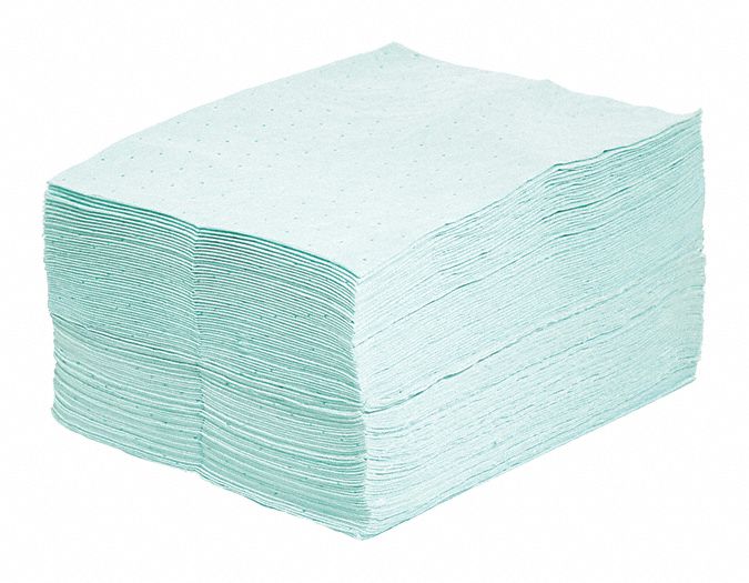 FEUILLES ABSORBANTES, 7 ½ PO EN TAILLE PERFORÉE, 19 PO X 15 PO, 0,2629 GAL ABSORBÉ PAR FEUILLE, 26 GAL PAR PAQUET, VERT