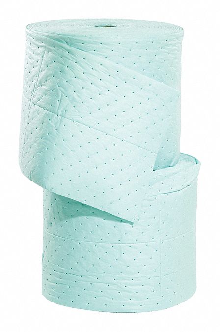 ROULEAU ABSORBANT, 17 X 7 1/2 PO EN TAILLE PERFORÉE, 150 PI X 15 PO, POLYPROPYLÈNE, 49,8 GAL PAR PAQUET, VERT