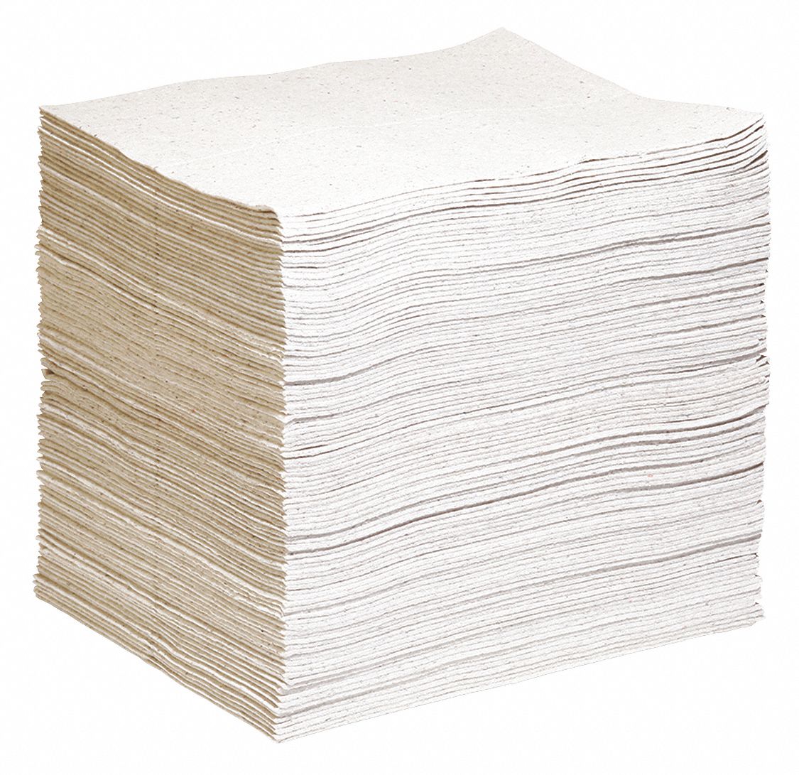 ABSORBENT PAD, 0.2398 GALLON ABSORBED PER PAD, 24 GALLON, GREY, 100 PK