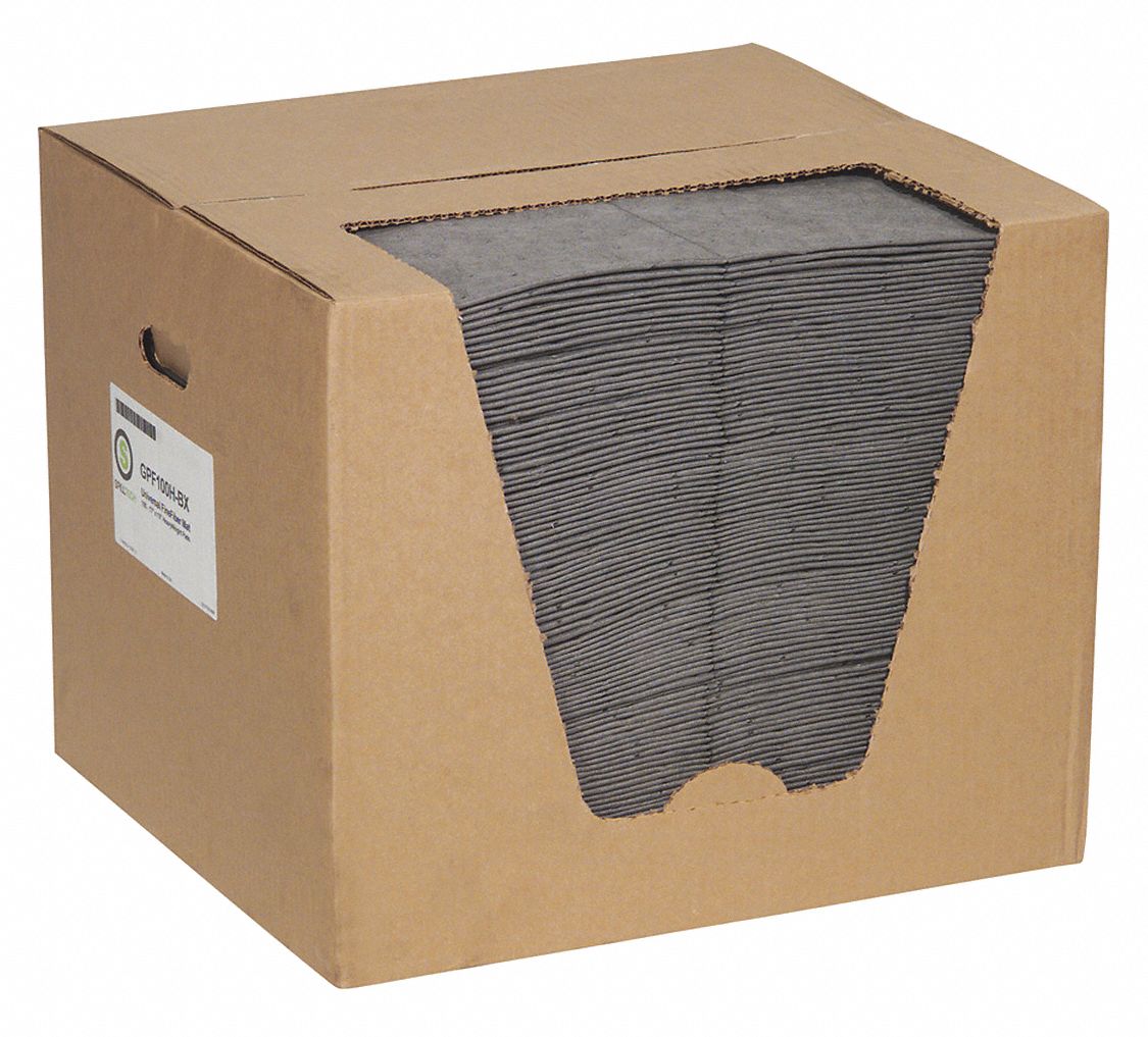 FEUILLES ABSORBANTES, 7 1/2 PO EN TAILLE PERFORÉE, 19 PO X 15 PO, 21 OZ ABSORBÉES PAR TAMPON, 17 GAL PAR PAQUET, GRIS