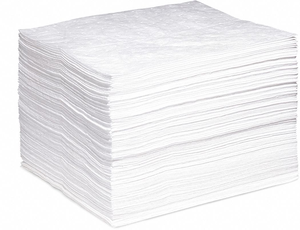 ABSORBENT PAD, 0.2203 GAL ABSORBED PER PAD, 22 GAL, POLY BAG, 18 IN, 100 PK