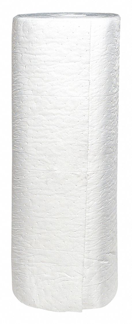 ROULEAU ABSORBANT, 17 X 7 1/2 PO EN TAILLE PERFORÉE, 150 PI X 30 PO, POLYPROPYLÈNE, 44 GAL PAR PAQUET, BLANC