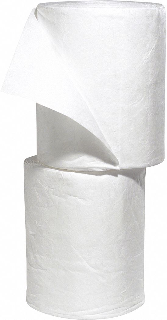 ROULEAU ABSORBANT, 150 PI X 15 PO, POLYPROPYLÈNE, 63 GAL PAR PAQUET, BLANC