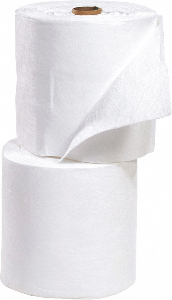 ROULEAU ABSORBANT, 150 PI X 15 PO, POLYPROPYLÈNE, 50 GAL PAR PAQUET, BLANC