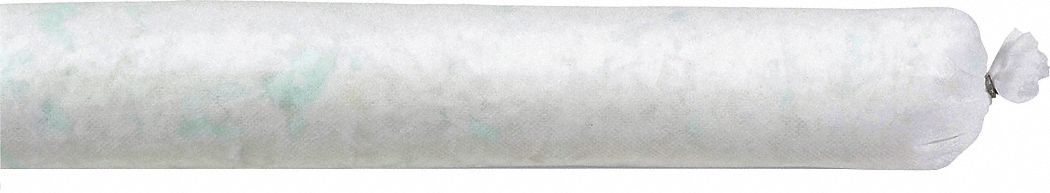 ABSORBENT SOCK, 3 X 48 IN, 25 GAL/PACK, 0.833 GAL/SOCK, NO CONNECTOR, WHITE, 30 PK