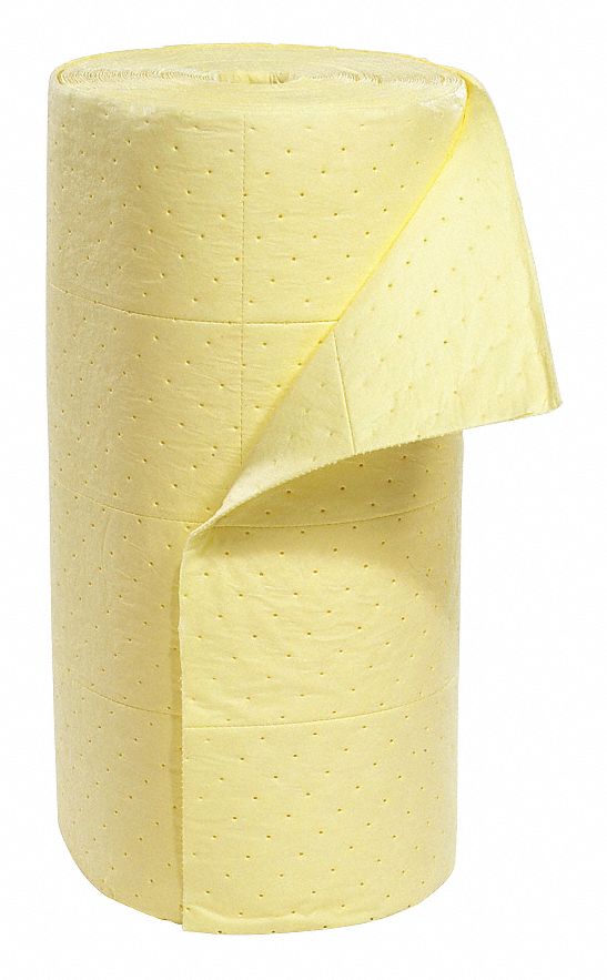 ABSORBENT ROLL, 49 GAL, 7½ X 17 IN PERFORATED SIZE, POLY BAG, YELLOW, SORBENT ROLL