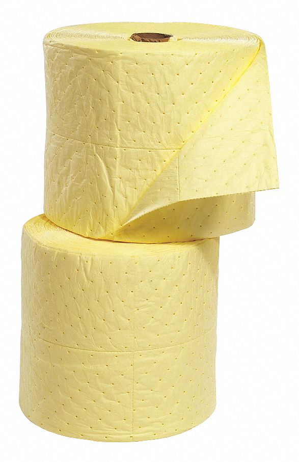 ABSORBENT ROLL, 55 GAL, 7½ X 17 IN PERFORATED SIZE, POLY BAG, YELLOW, 2 PK