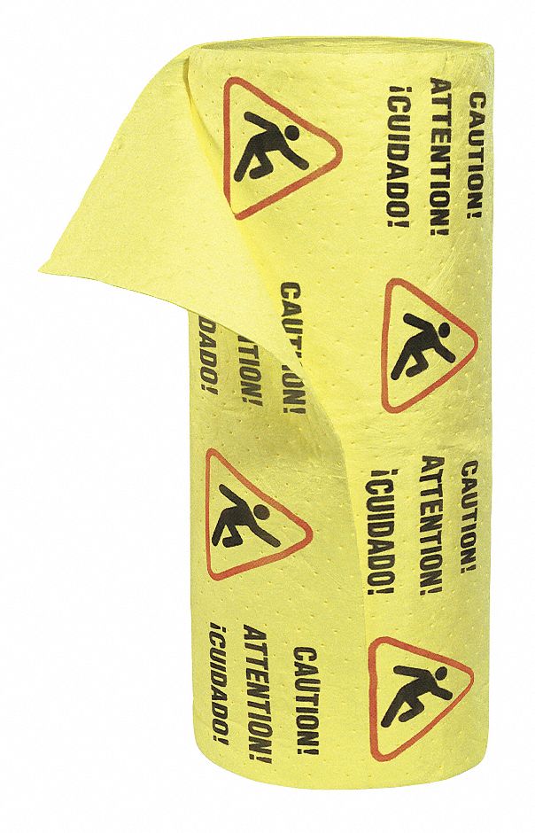 ROULEAU ABSORBANT, 17 X 7 1/2 PO EN TAILLE PERFORÉE, 150 PI X 30 PO, POLYPROPYLÈNE, 46 GAL PAR PAQUET, JAUNE