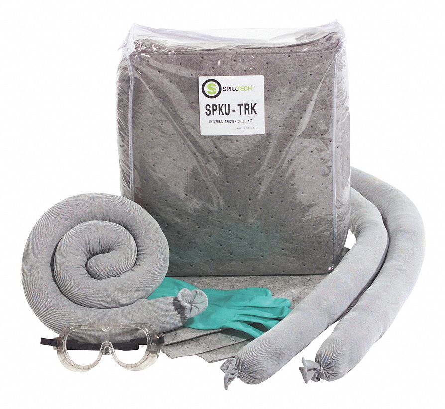 SPILL KIT, 9 GALLON ABSORBED PER KIT, 20 ABSORBENT PADS/3 ABSORBENT SOCKS