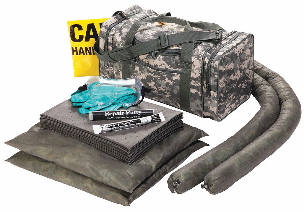 SPILLTECH Spill Kit/Station, Bag, Universal, 9.6 gal 443U08SPKUCAMO