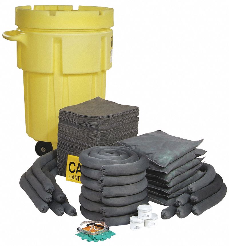 SPILL KIT, 87 GAL ABSORBED PER KIT, 2 PAIRS OF GLOVES/SAFETY GOGGLES, YELLOW