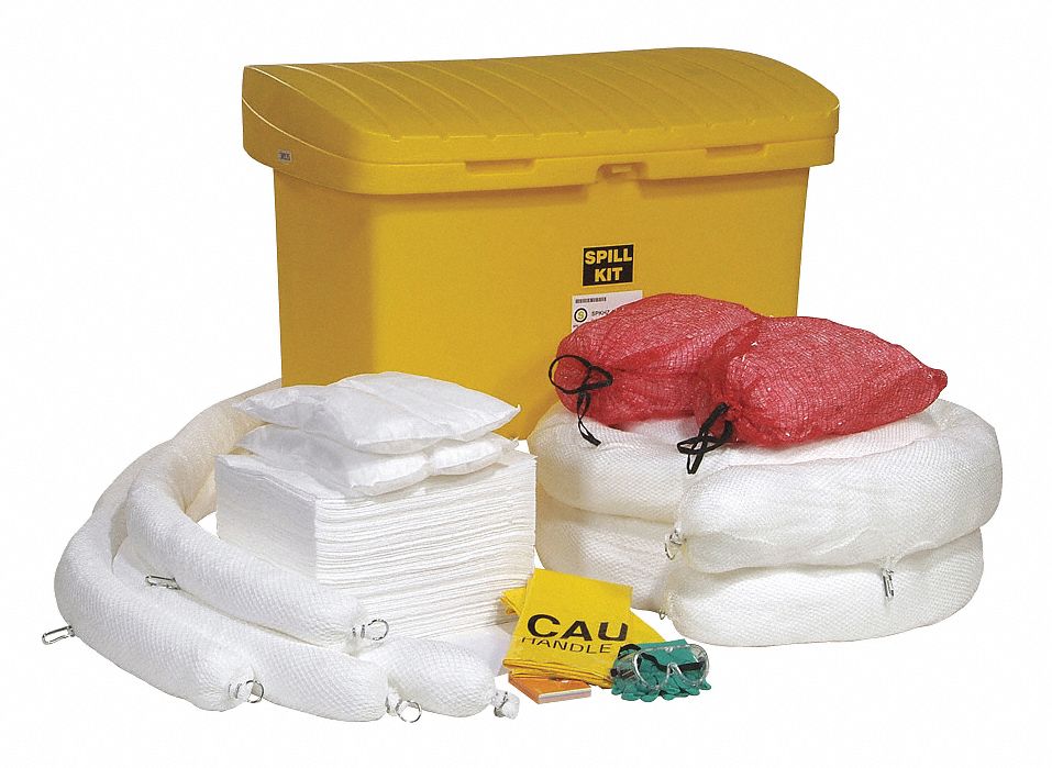 SPILL KIT, 110 GALLON ABSORBED PER KIT, PAIR OF GLOVES/SAFETY GOGGLES